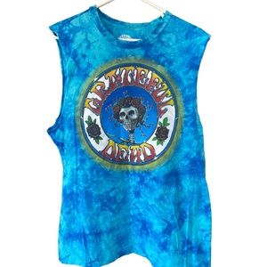 The Grateful Dead Tie Dye Muscle Shirt Blue Hippie Rock Men’s XL T-Shirt MINT